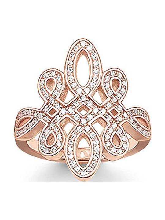 Thomas Sabo Ring with Stones made of Silver Gold Plated