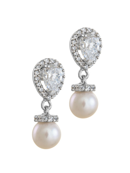 Earring in white gold 14K Pearl Drops