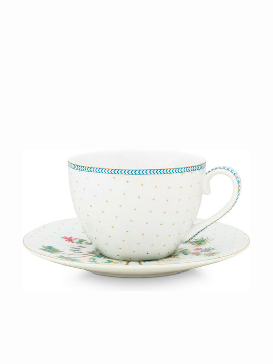 PiP Studio Jolie Dots Porcelain Cappuccino Cup Set 280ml Λευκό