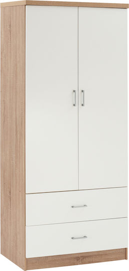 Double Door Wardrobe Reina Sonama - White 80x42.5x180.5cm