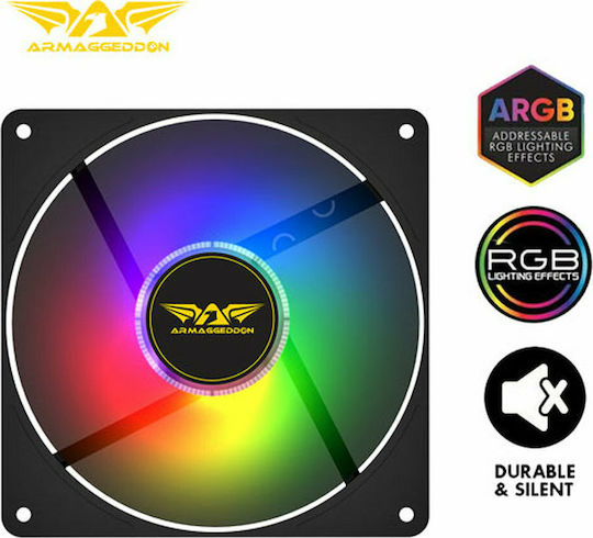 Armaggeddon iCORE-14 Case Fan 140mm 1100rpm 45.26cfm with ARGB Lighting and 6-Pin Connection
