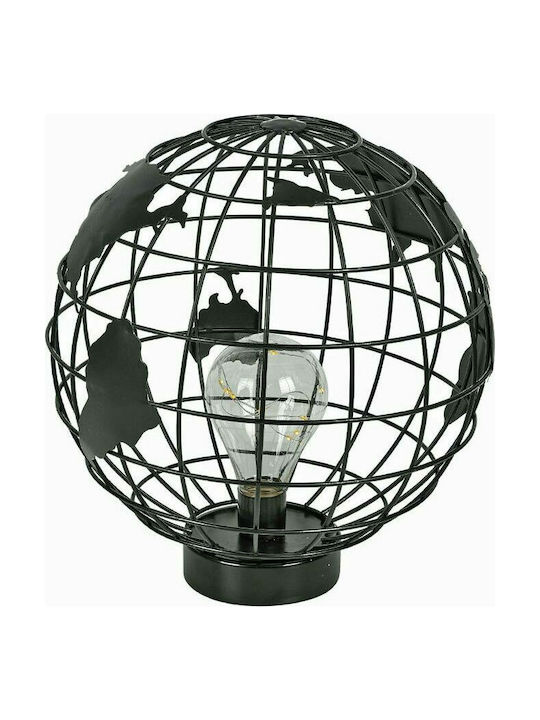 Aria Trade Tischlampe Dekorative Lampe LED Erdball 25x27cm Schwarz
