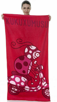 Kukuxumusu Marymoto Kids Beach Towel Red 150x75cm