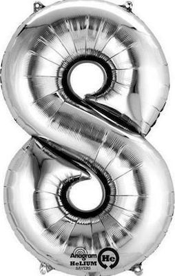 Balloon Foil Jumbo Number 8 Silver 86cm