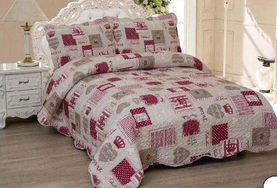 Linea Home Royal Σετ Μονό Μπεζ - Κόκκινο 160x220cm 2τμχ