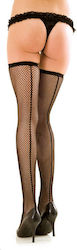 Rene Rofe 8011 Fishnet Slim Top Back-Seam Thigh Highs