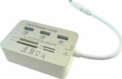LC-Power Hub USB 3 Porturi (USB-C) LC-HUB-C-CR