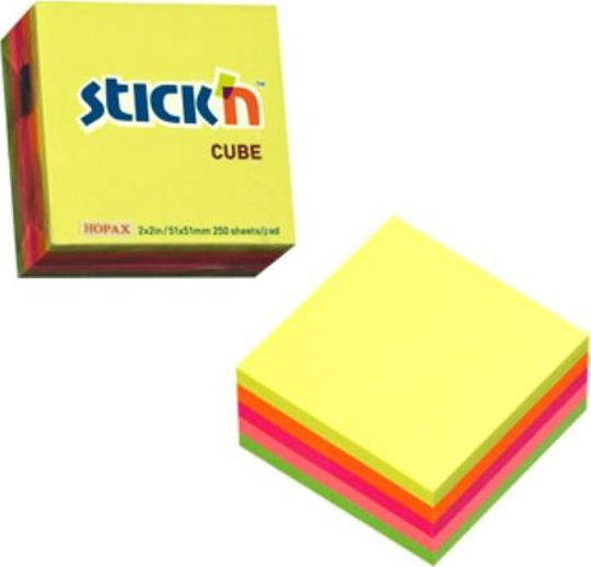 Stick'N Haftnotizen im Würfel 250 Blätter Gelb 5x5Stück Stick'N