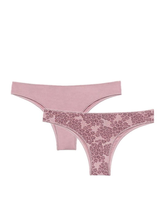 Minerva Fimelle Γυναικεία String 2Pack Ροζ