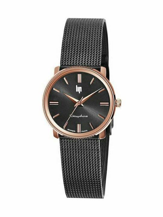 Lip Watches Dauphine Women's Watch with Black Metal Bracelet