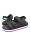 Benetton Leather Women's Flat Sandals Sporty Flatforms in Black Color