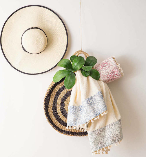 Borea Eloise Cotton Pareo Ecru with Fringes 140x70cm