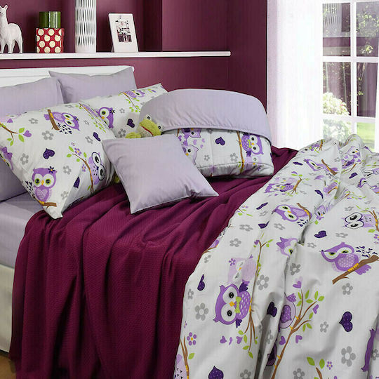 Homeline Set Kids Duvet Cover Single Purple