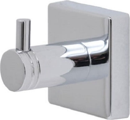 Kolossos Emily Square Chromo Single Wall-Mounted Bathroom Hook Silver