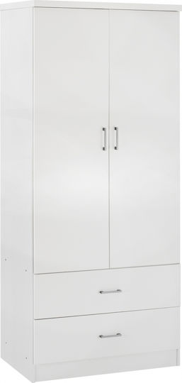 Reina Δίφυλλη Ντουλάπα Λευκό 80x42.5x180.5cm