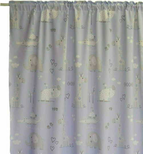 Decocraft Kinder Vorhang Animals mit Tunnel Blue 03-403-00407 140x270cm
