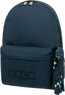 Polo Original 600D Σχολική Τσάντα Πλάτης Γυμνασίου - Λυκείου σε Μπλε χρώμα 23lt 2021