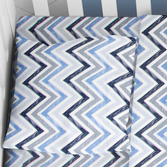 Dimcol Zic Zac Baby Cotton Pillowcase Blue 35x45cm