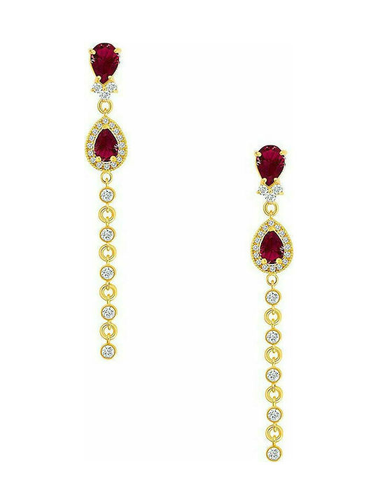 Silver earrings "Red Persea" gold plated