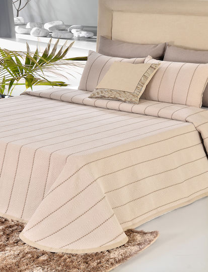 Lampiris Interiors Aurea Super Double Hotel Matelasse Blanket Beige 240x270cm
