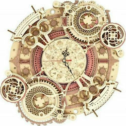 Robotime Joc de construcție din lemn Zodiac Wall Clock pentru copii de 14++ ani