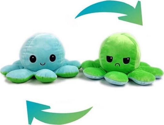 Toys Garden Plush Reversible Octopus Blue-Green 12 cm