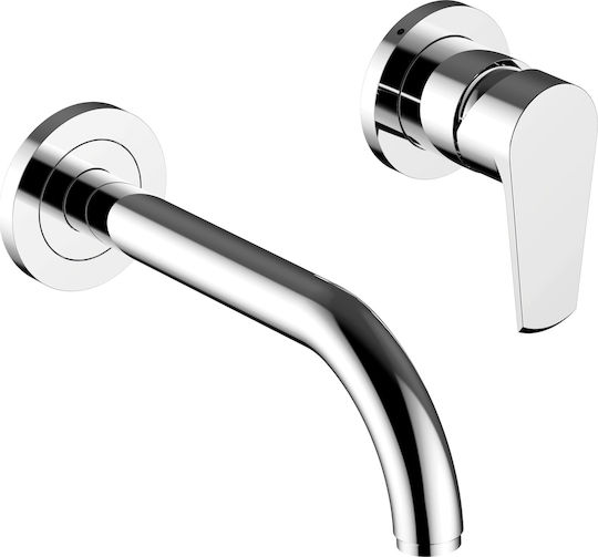 Teorema Velvet Built-in Mixer & Spout Set for for Bathroom Sink 1 Exit Inox Silver