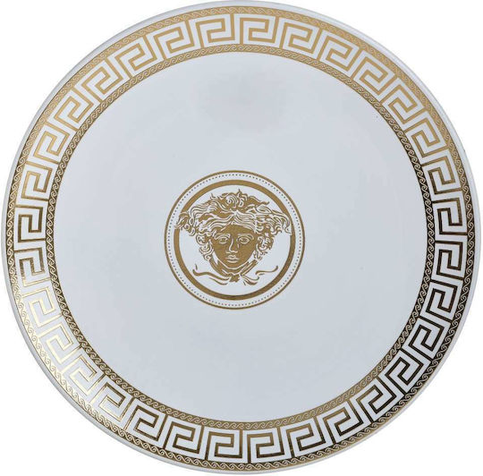 Inart Round Ceramic Decorative Platter White 34x34cm