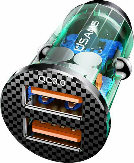 Usams C23 Зарядно за кола 36W 3Спецификация с Портове: 2xUSB Син Цвят