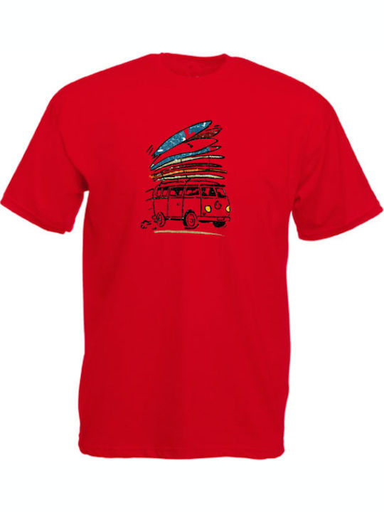 Surfen VW t-shirt Grau Rot