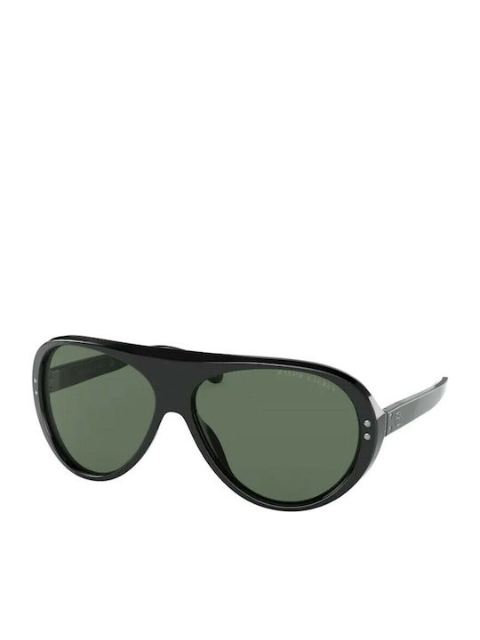 Ralph Lauren Men's Sunglasses with Black Plastic Frame and Black Lens