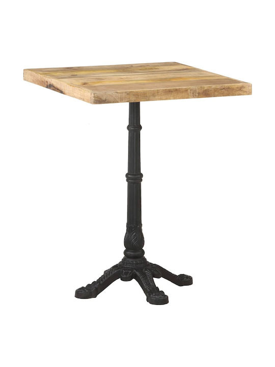 Masa pentru spații exterioare mici Lemn cu schelet metalic Bistro Lemn de mango brut 60x60x77buc