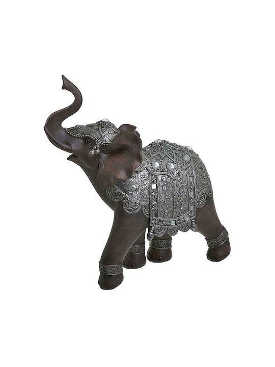 Inart Διακοσμητικός Ελέφαντας Πολυρητίνης Καφέ-Ασημί 30x12x30cm