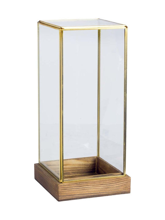 JK Home Decoration Candle Holder Glass Gold 15x15x16cm 1pcs