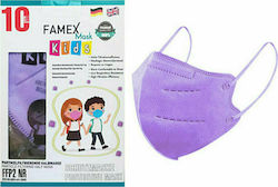 Famex Μάσκα Προστασίας FFP2 NR για Παιδιά σε Λιλά χρώμα 10τμχ