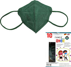 Famex Disposable Protective Mask FFP2 NR Kids Forest Green 10pcs