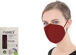 Famex Disposable Protective Mask FFP2 Particle Filtering Half NR Maroon 10pcs