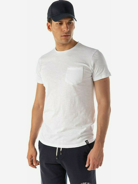 Brokers Jeans T-shirt Bărbătesc cu Mânecă Scurtă Alb