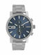 Oozoo Timepieces Men's Watch 45mm Chronograph Battery with Silver Metal Bracelet