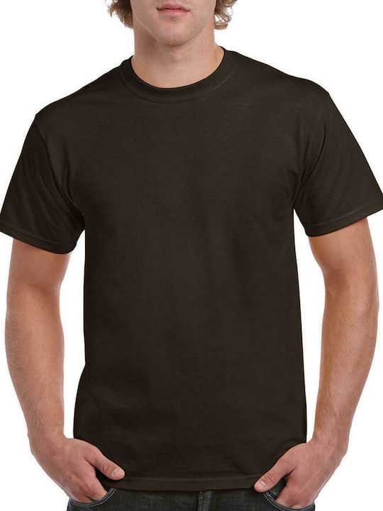 Gildan Ανδρικό Διαφημιστικό T-shirt Κοντομάνικο σε Καφέ Χρώμα