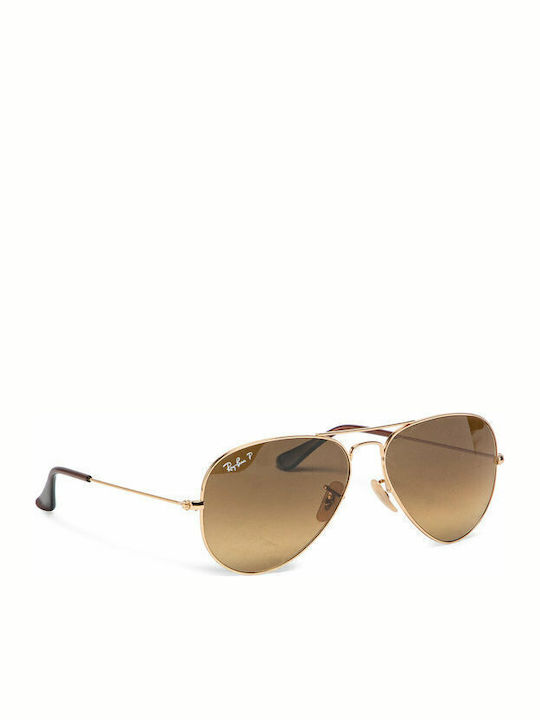 Ray Ban Aviator Unisex Sunglasses with Gold Met...