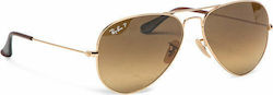 Ray Ban Aviator Γυαλιά Ηλίου Χρυσά με Μεταλλικό Σκελετό