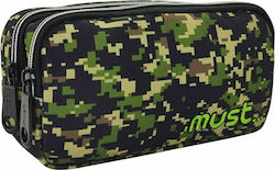 Must Army Digital Green Pencil Case Barrel with 2 Compartments Green