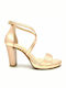 Ragazza Damen Sandalen mit Chunky hohem Absatz in Gold Farbe