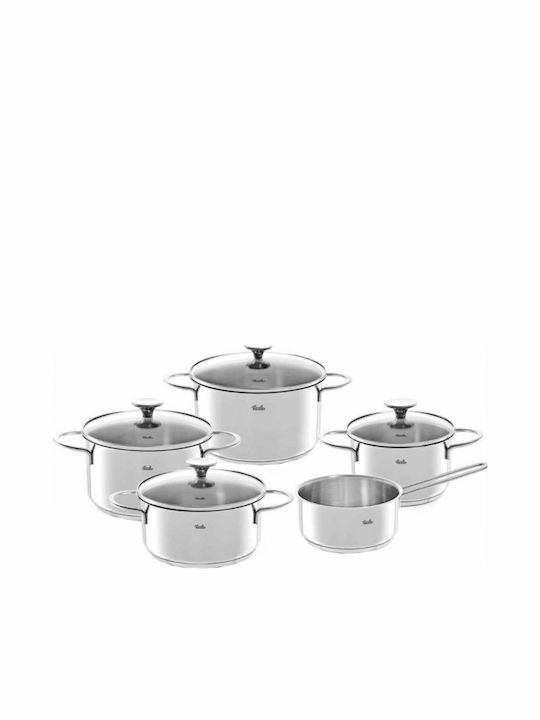 Fissler Copenhagen Cookware Set of Stainless Steel with No Coating Ασημί 9pcs