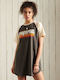 Cali Surf Summer Mini Athletic T-Shirt Short Sleeve Black Dress