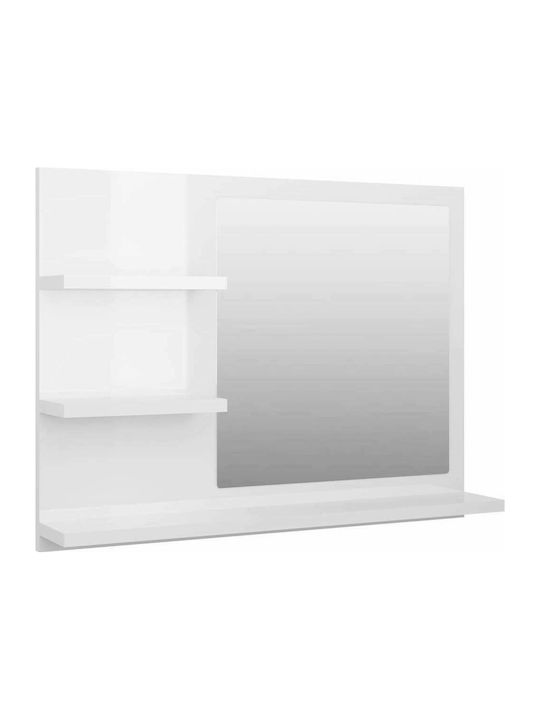 vidaXL 805012 805012 Rectangular Bathroom Mirror made of Particle Board with Shelf 60x45cm White