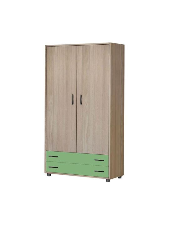 Ντουλάπα Νo 3 Δίφυλλη Λάττε-Πράσινο 90x50x180cm