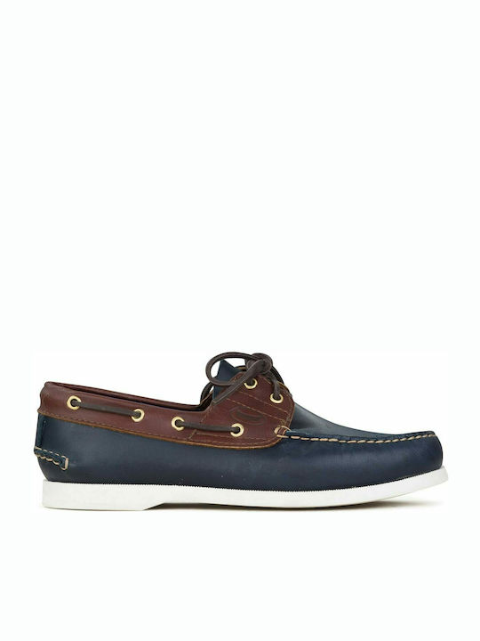 Dallas Men's Leather Boat Shoes Blue / Brandy