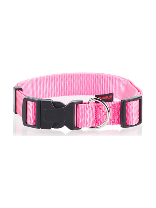 Pet Interest Plain Line Dog Collar Fluo Pink Large 25mm x 47 - 70cm 3104-L